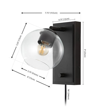 Hugo 6" Minimalist Modern Plug-In or Hardwired Adjustable Iron LED Wall Sconce with Rotary Dimmer - JONATHAN Y